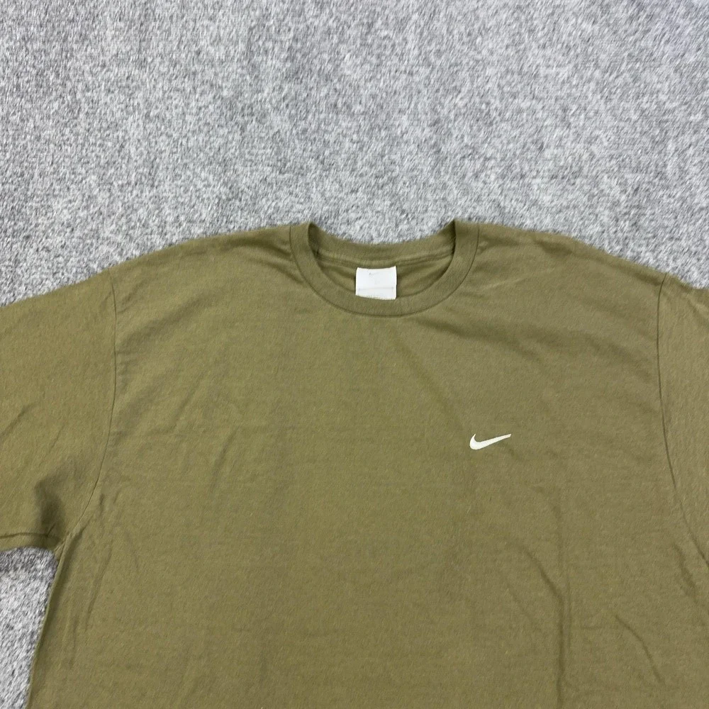 Vintage Nike Shirt Mens Large Green Small Swoosh Logo Cotton Crewneck Tee Casual